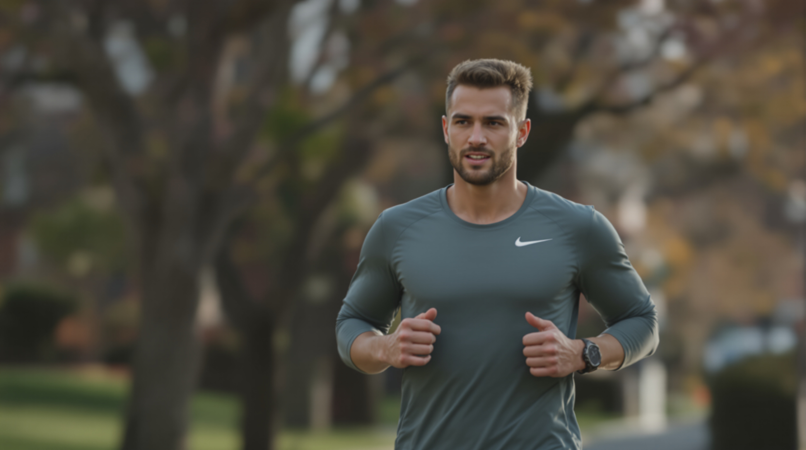 Mid-distance runner on training run at comfortable pace