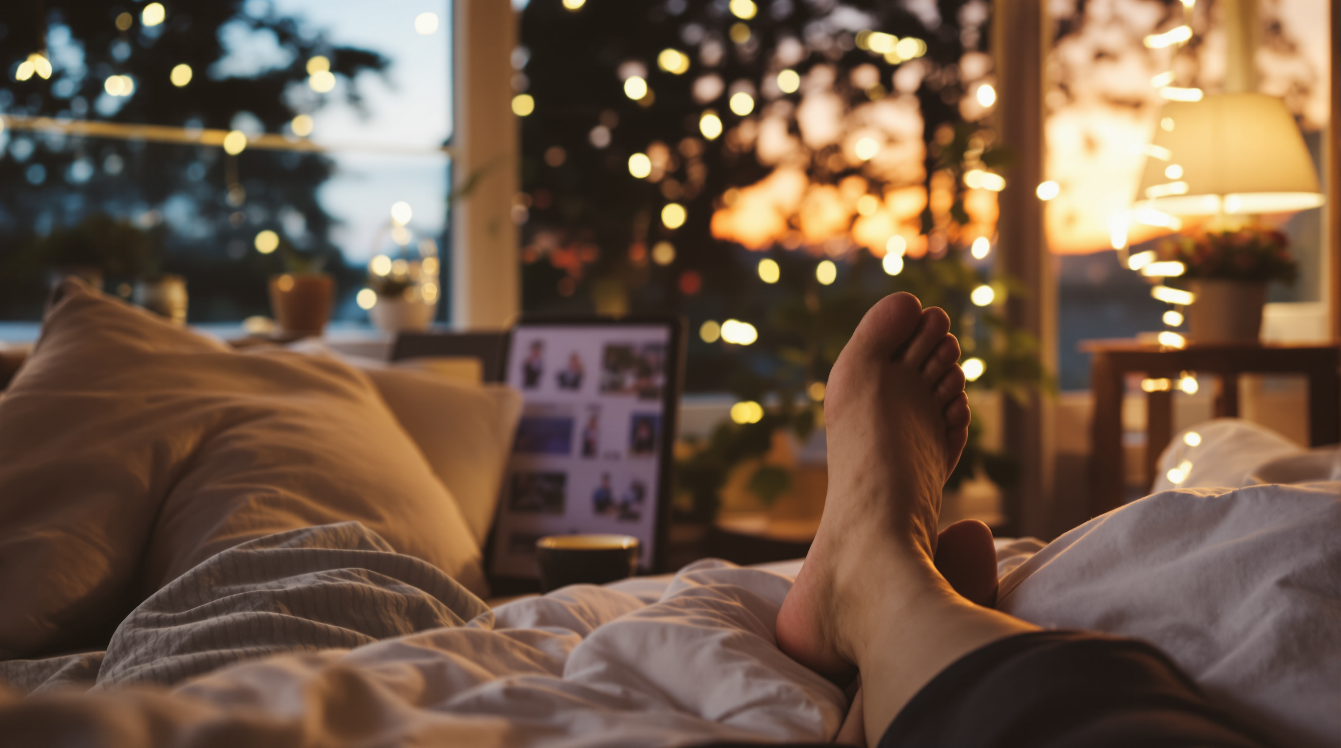 Runner relaxing at home reviewing race information week before race